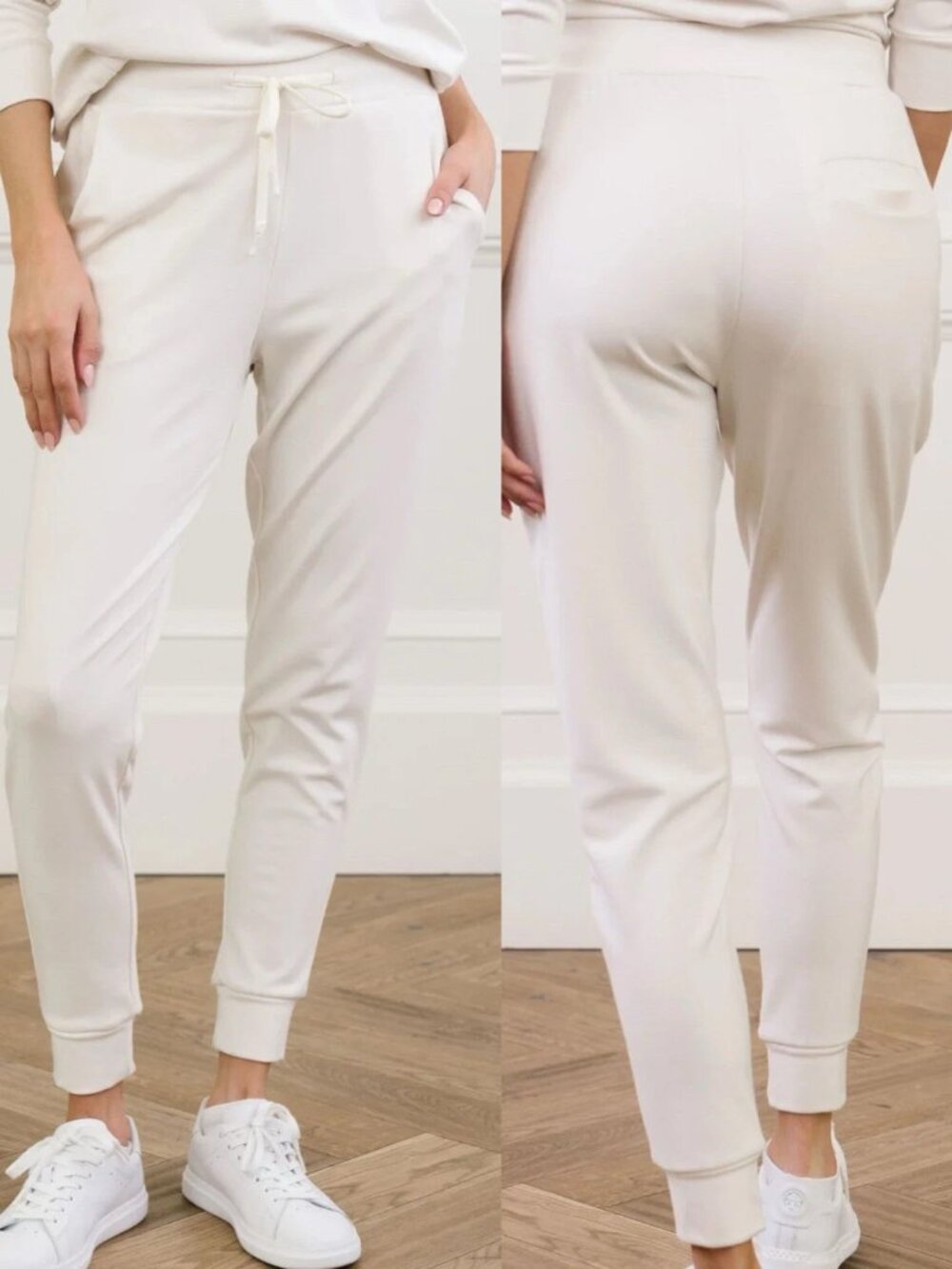 Cozy Earth Ivory Off White Bamboo Viscose Ultra Soft Jogger Pant S Pocket Lounge